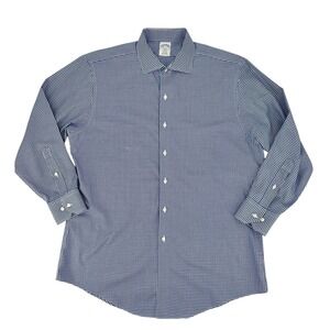 Brooks Brothers Regent Dress Shirt Men's Size 16 1/2 Blue Gingham Check